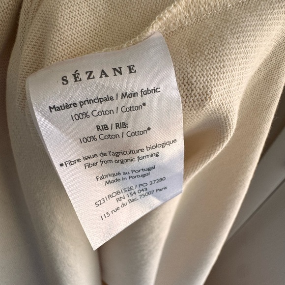Sezane Emy Dress NWT Cream Organic Cotton Midi Dress Button Shoulder Size M - Picture 7 of 8